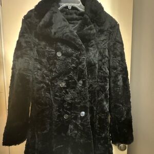 Vintage Black Faux Fur Peacoat purchased in London in 1997🇬🇧
